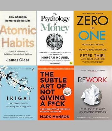 The Psychology Of Money+Ikigai+The Subtle Art Of Not Giving+Atomic Habits +Zero To One + Rework