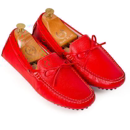 Gommino Leather Bow Loafers (Red)-EU 42 / UK 8 / Red