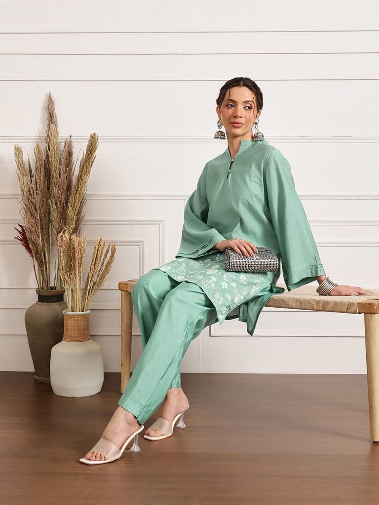 Sea Olive Festival Kurta Set