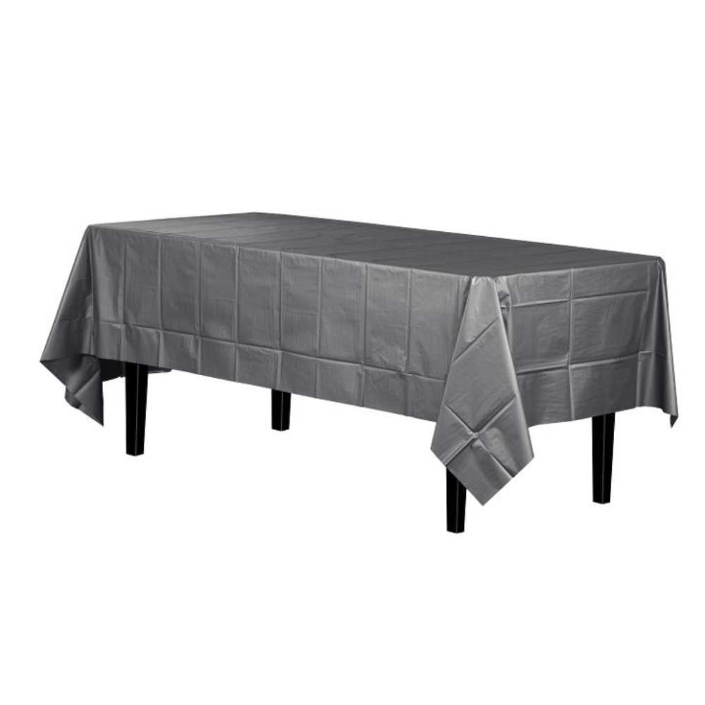 Silver Vinyl Table Cover for Party Decor -  54X108 - 1PC - Party and Festive Needs | Buy online on ZillyBuy