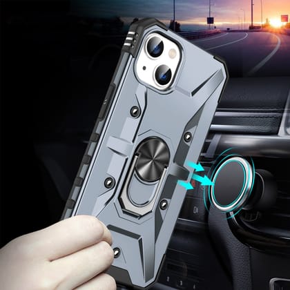 Ring Holder Silver Matte Premium Armour Cover-iPhone 14