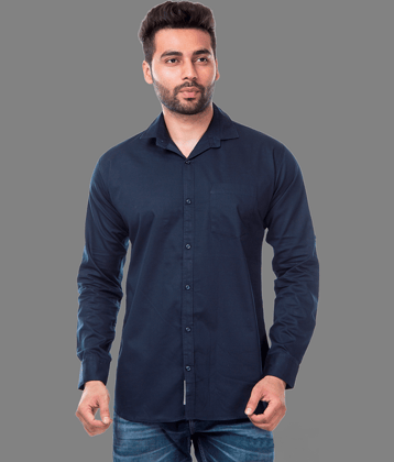 MOUDLIN - Navy Blue Cotton Blend Slim Fit Men's Casual Shirt ( Pack of 1 )