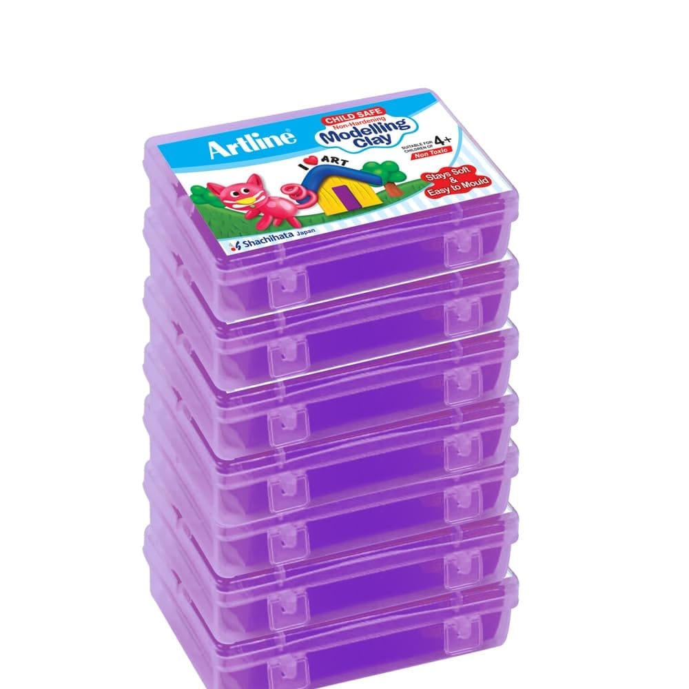 Artline Modelling Clay 150GM (7 Plastic Container Singles) Voilet Colour X 7 | Soft & Easy to Bend or Shape, for Young Hands