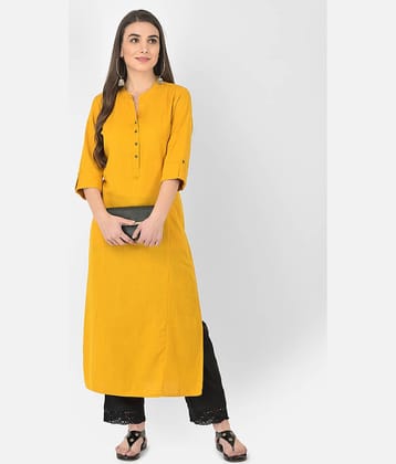 Pistaa - Yellow Cotton Blend Women's Straight Kurti ( Pack of 1 )