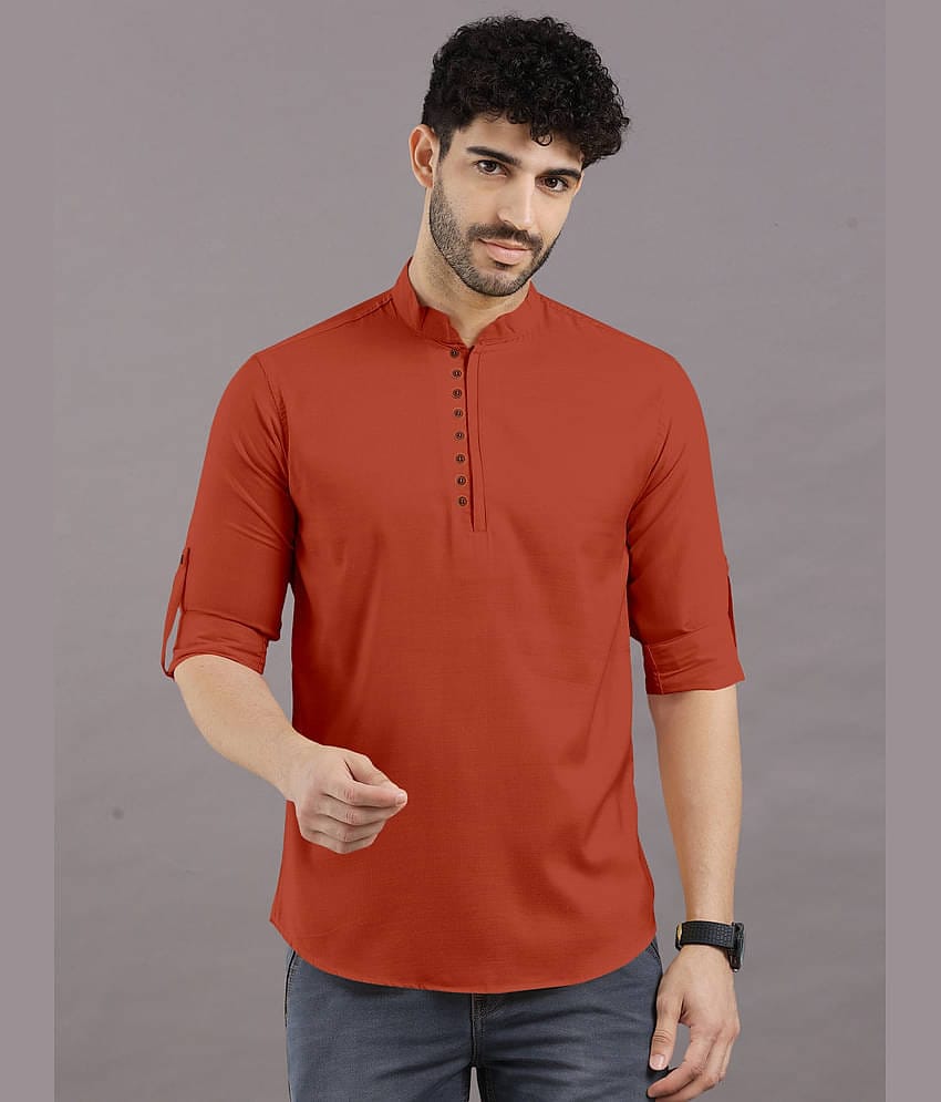 VTEXX Dark Green Cotton Blend Men's Shirt Style Kurta ( Pack of 1 )