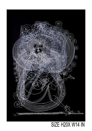 Expressive Surpur Line Art Painting Mixed Media On Paper