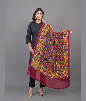 Apartim Maroon Cotton Women's Dupatta - ( Pack of 1 )