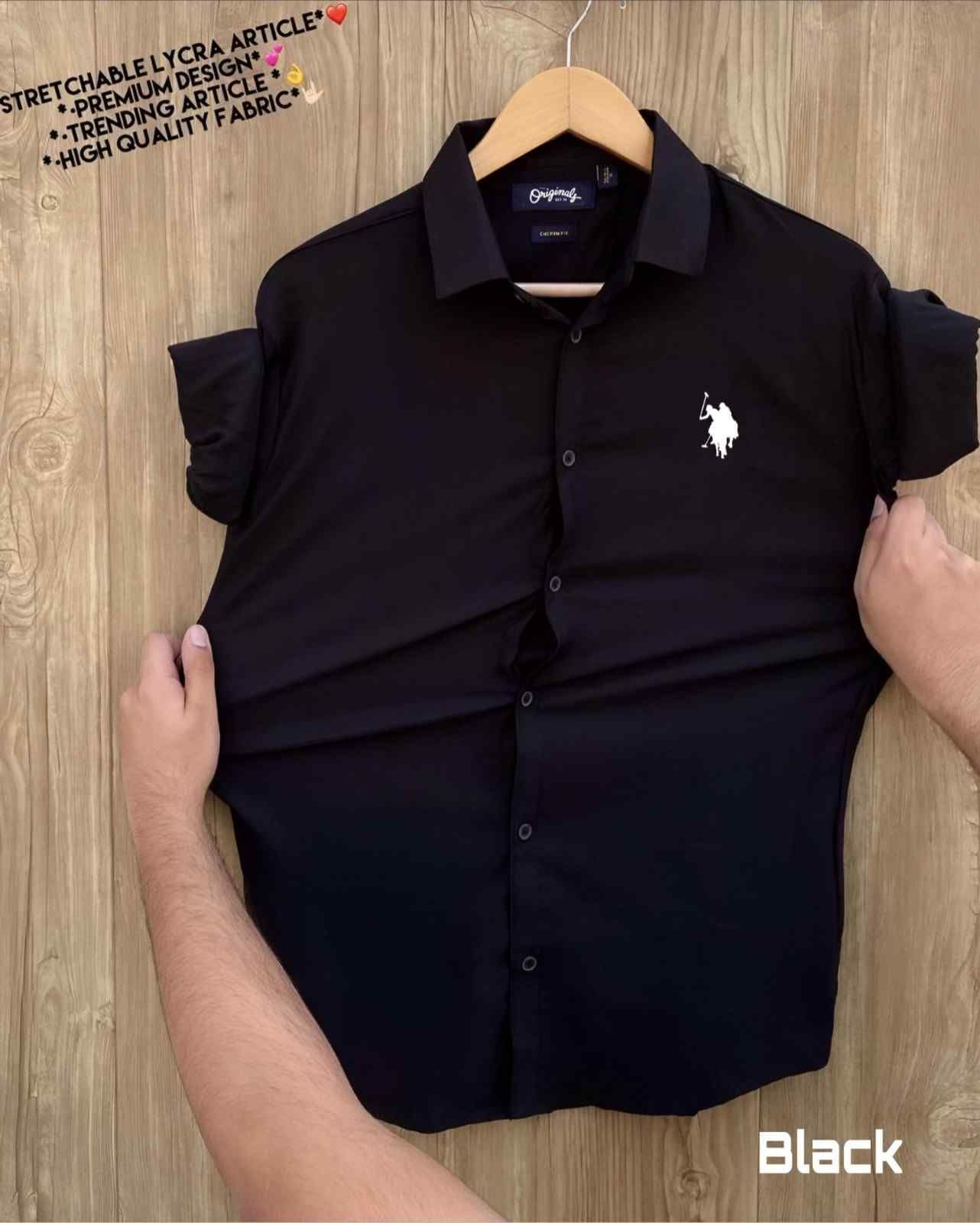 U.S. POLO Full Sleeves Lycra Shirt Black (Size - M)