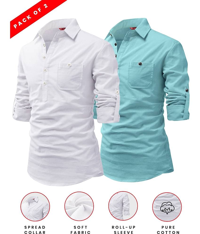 Yugnik Black Cotton Men's Regular Kurta ( Pack of 2 )