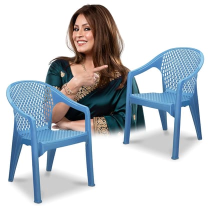 MAHARAJA Plastic Chair Set | Plastic Chair for Home, Living. Dining Room Office Kitchen Restaurant Canteen Hotel Garden, Strong and Sturdy Structure Chair with Arm Rest.