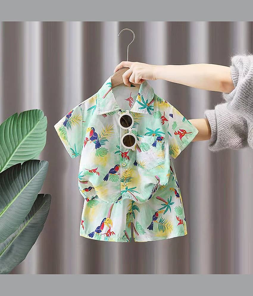 Ocvito Pack of 1 Baby Boys Cotton Blend Shirt & Shorts Set ( Green )