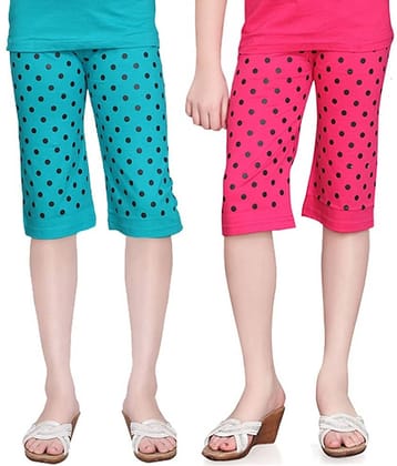 Sini Mini Pack of 2 Girls Cotton Capris ( Multi )