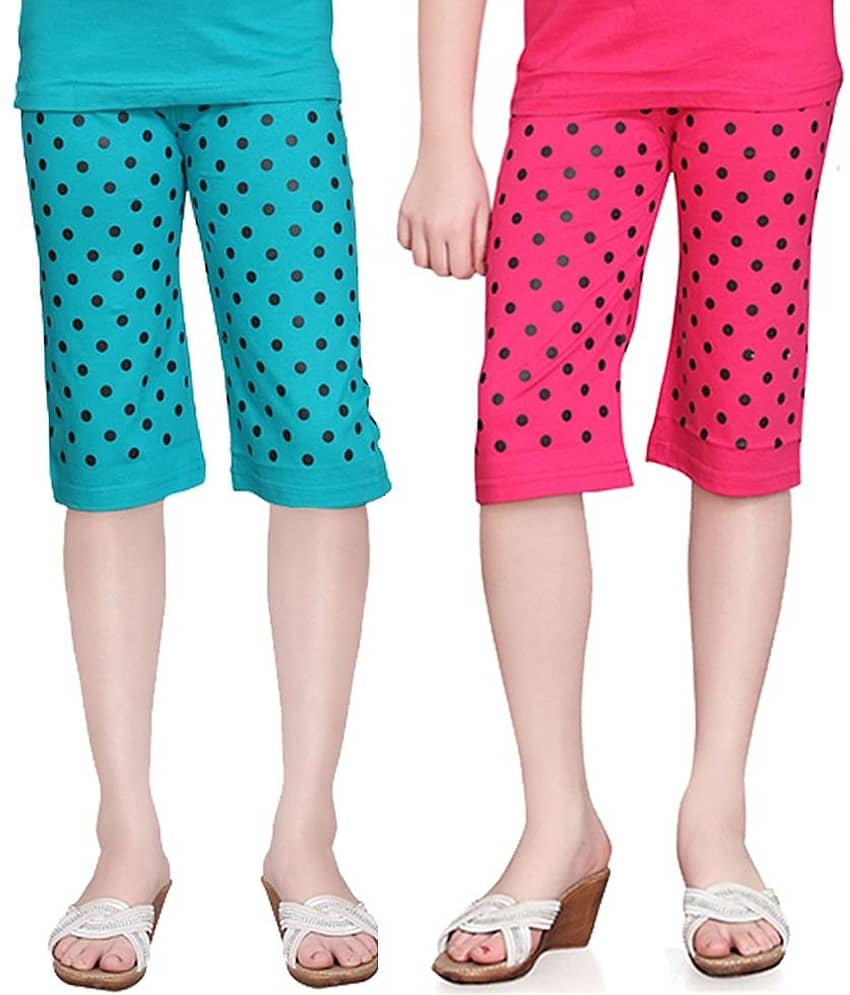 Sini Mini Pack of 2 Girls Cotton Capris ( Multi )