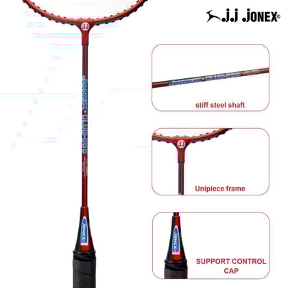 JJ Jonex Club 555 Badminton Racket |Alloy Frame Badminton Racquet with Full Cover | Stiff Steel Shaft | PLC Grip | Balanced for Beginners & Intermediates (Made in India)