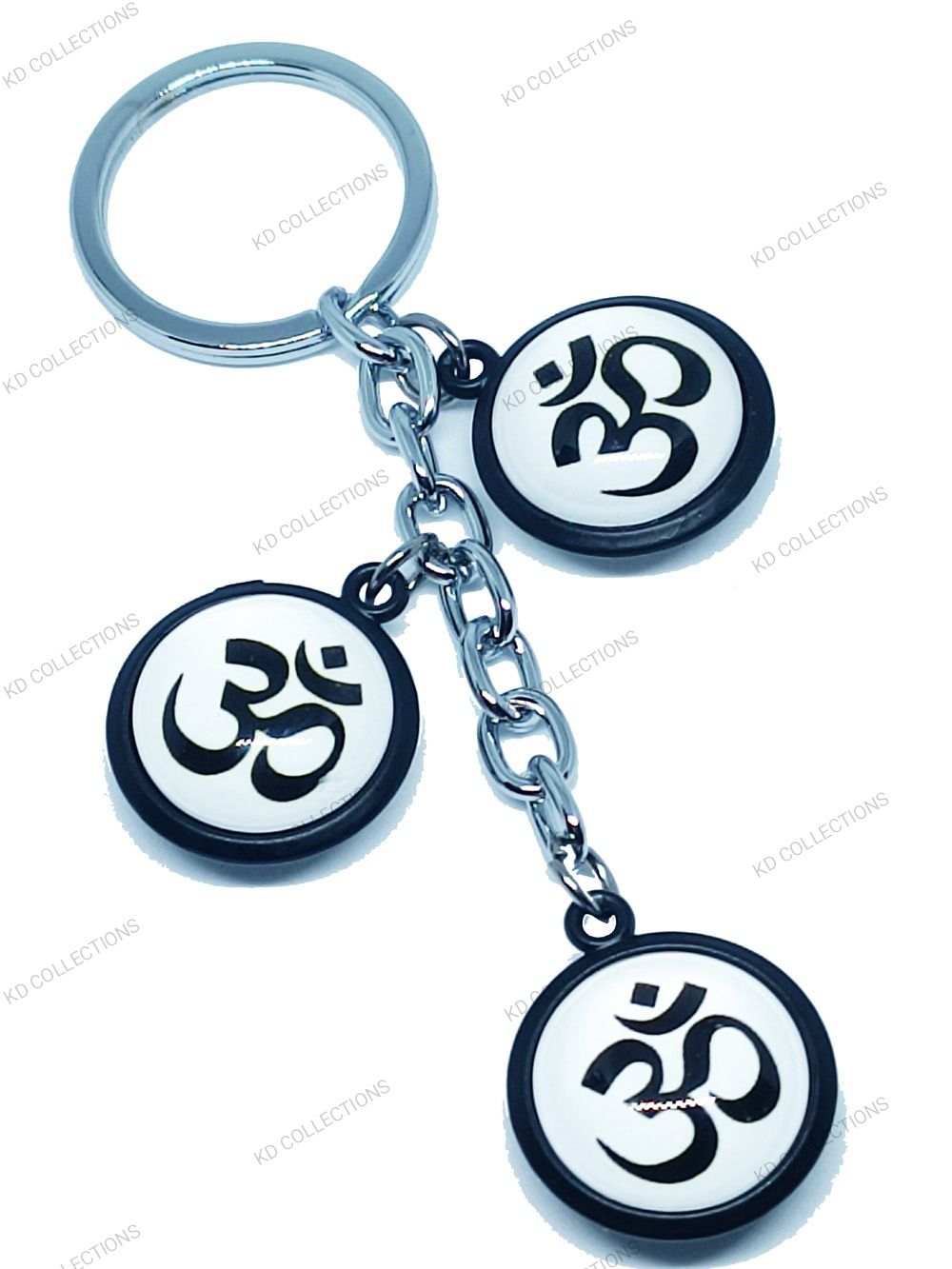KD COLLECTIONS Double Sided Glass Metal OM Keychain - Pack of 1 Keychain