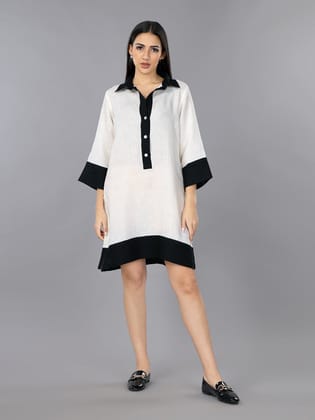 Ivory Linen Shirt Dress-XS