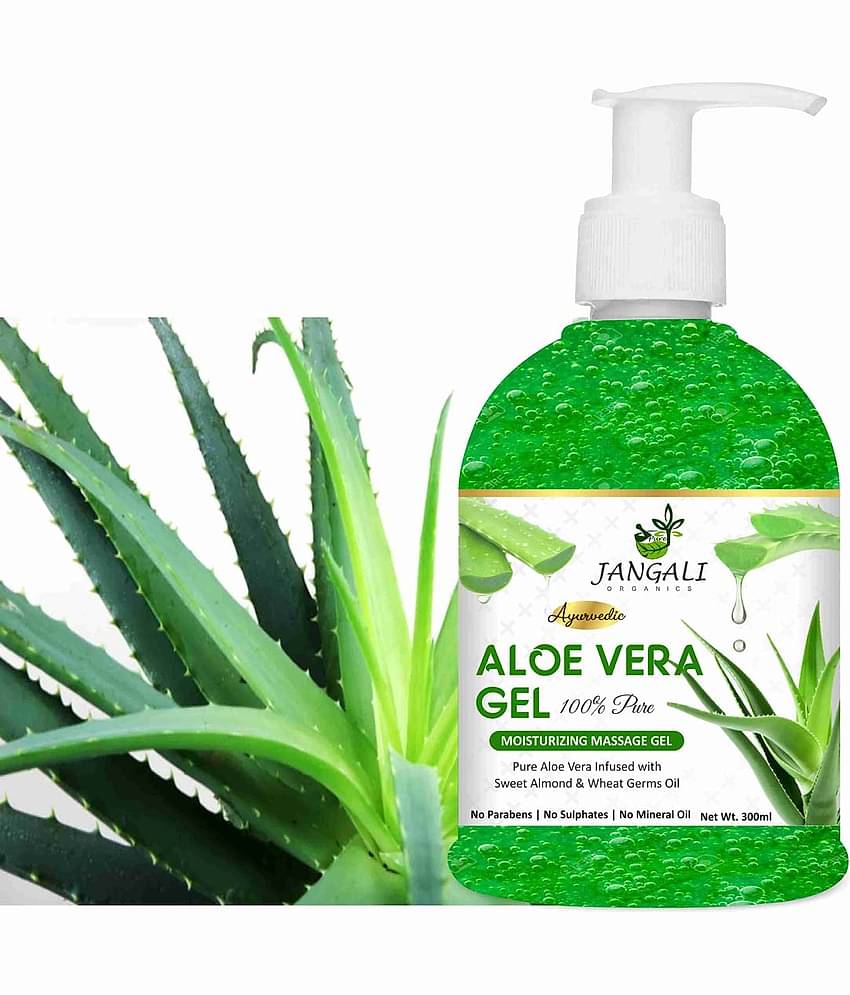 PURE Jangali ORGANICS Aloe Vera Gel For Skin Acne, Scars, Dark spots Face & Hair 300ML