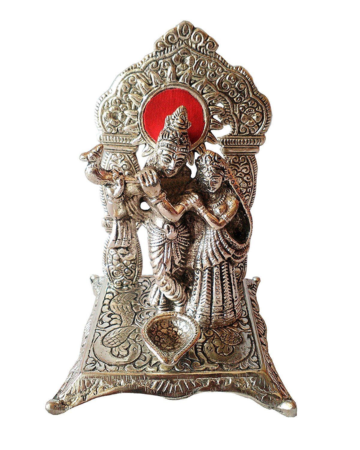 DreamKraft White Metal Lord Radha Krishna Idol Showpiece for Home Decor