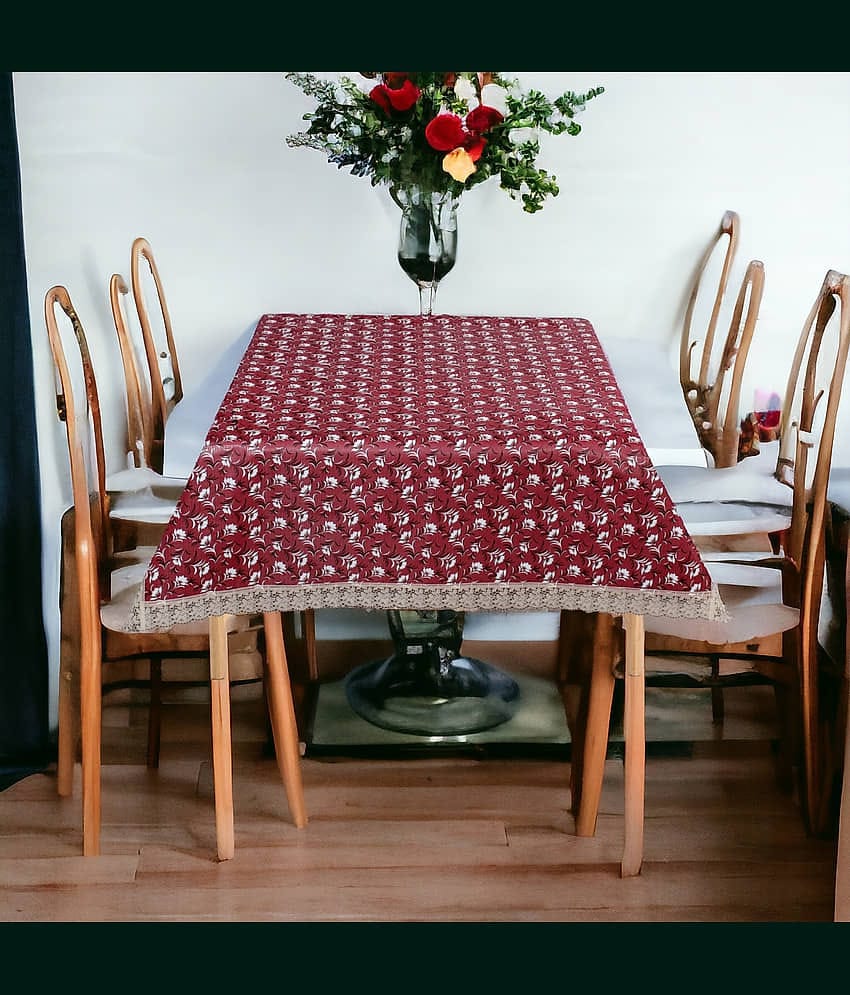 mopak decor Printed Polyester 2 Seater Square Table Cover ( 152 x 102 ) cm Pack of 1 Pink