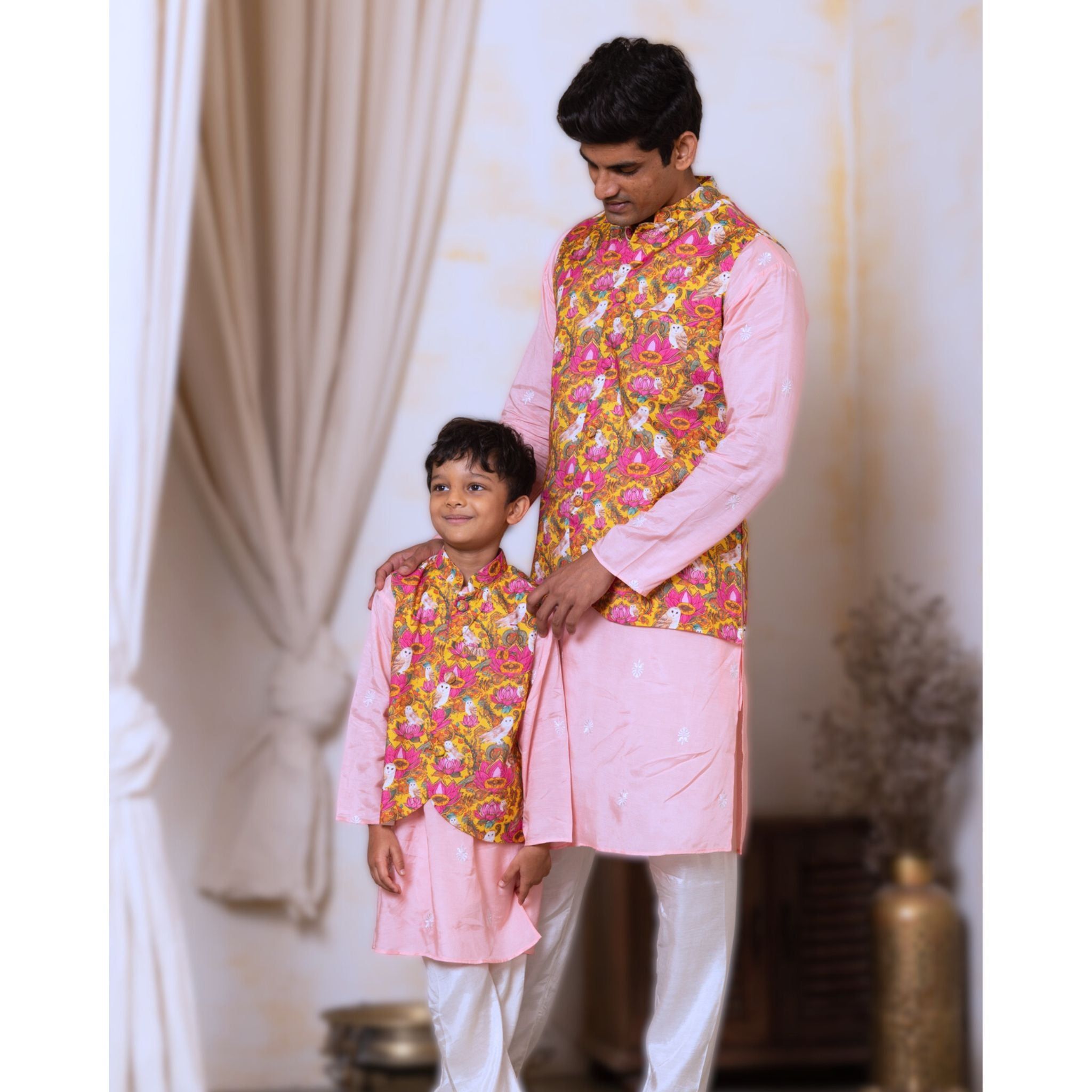 Silk Jacket-Kurta-Pajama 3 pc set, Boys, Men | Kamala-0-6m
