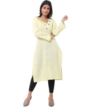 DESHBANDHU DBK - Yellow Cotton Women's Straight Kurti ( Pack of 1 )