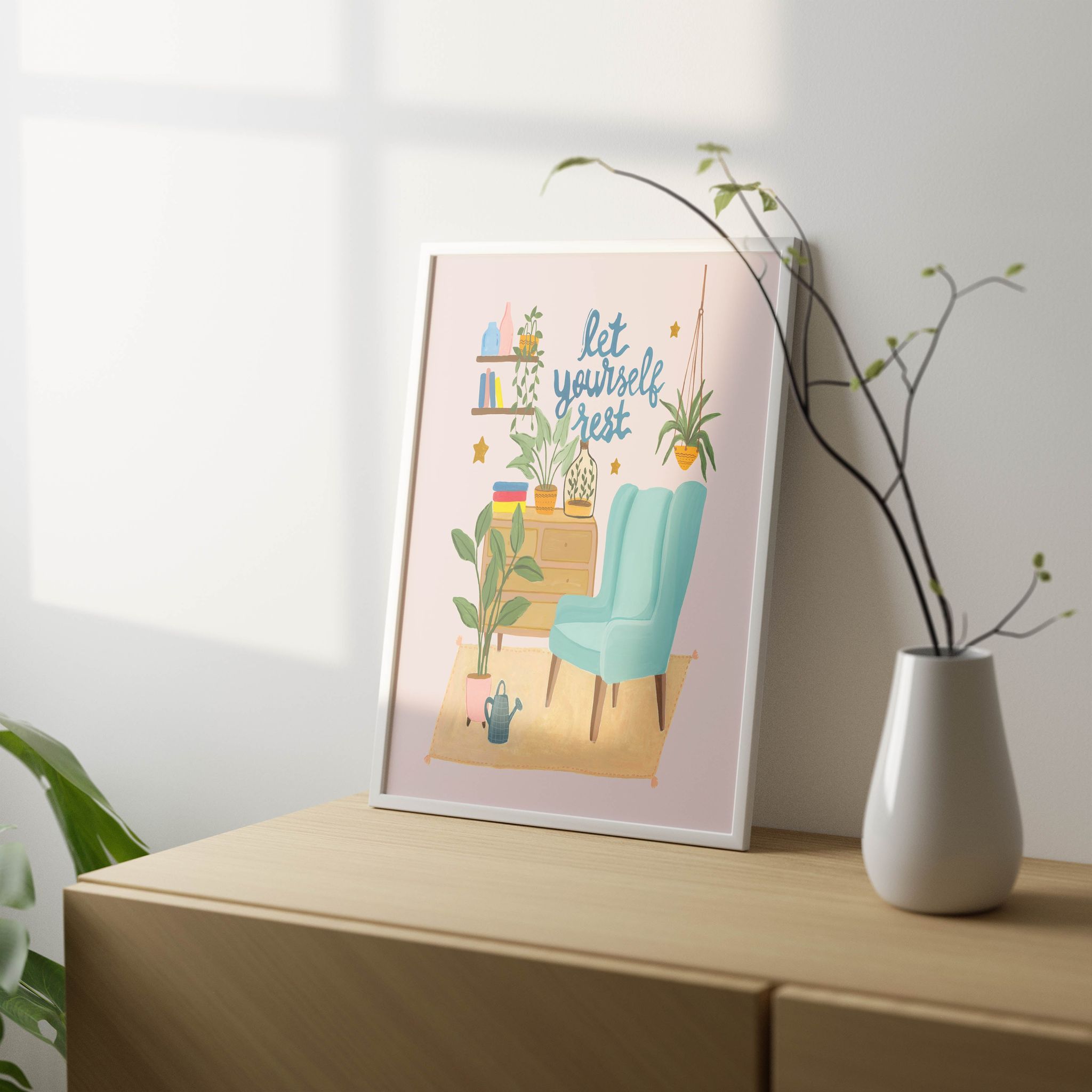 Let Yourself Rest Wall Art Frame-8x10 inches / White Frame