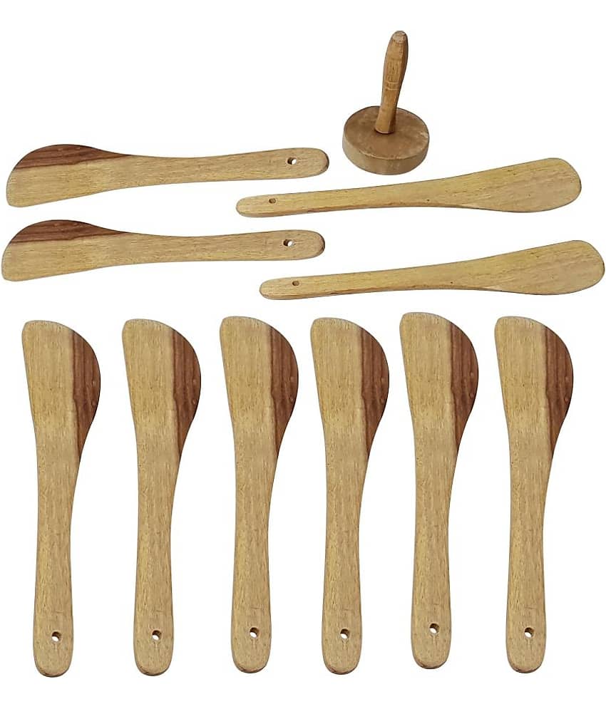 Buzykart - Brown Wood Mixing Spatula ( Pack of 10 )