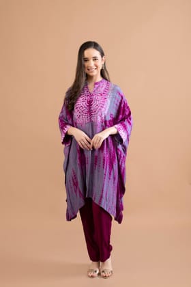 PURPLE WINE  SHIBORI YOKE AND TUNIC SET OF 2-XL