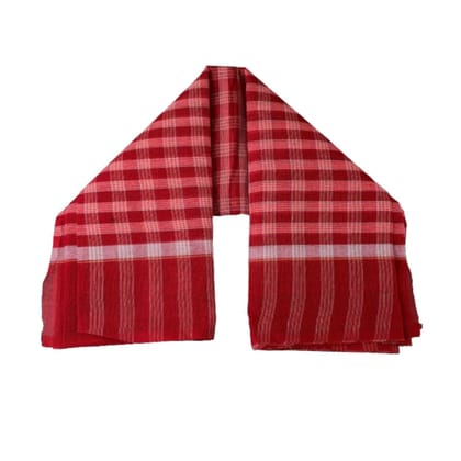 MAYAPURI Pure Cotton Traditional Handloom Gamcha/Gamchha/Gamucha/Gamusa/Towel (Red & White)