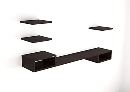 DAS Oscar Engineered Wood Wall Mount TV Entertainment Unit/with Set Top Box Stand with Wall Shelf Display Rack (Wenge - Ideal for up to 43" Screen)