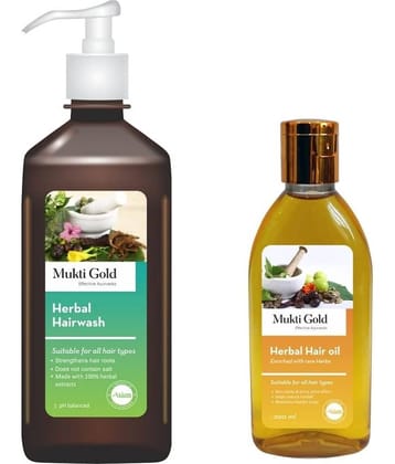 Axiom Hair Care Combo of Herbal Hairwash 400mL + Hair Oil 200mL | For all Hair Types | Helpful For Hairfall Problems | Sulphate and Paraben Free