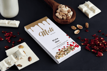 White Pista & Rose - Chocolate Bar, 70 gm | Melt Chocolates