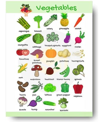 Photojaanic Vegetables Poster Perfect For Kindergarten, Nursery and Homeschooling (16X12inc, 300GSM Thick Paper, Gloss Laminated, Multicolor)