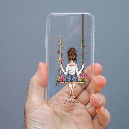 Personalized Cute Girl Transparent Silicon Case Customised with Name for Oppo, Vivo, Redmi, Realme, Poco, Mi, OnePlus, Samsung, iPhone, and More - design 65