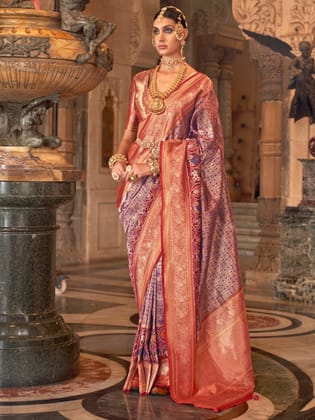Lavender Soft Silk Banarasi Brocade Zari Woven Saree