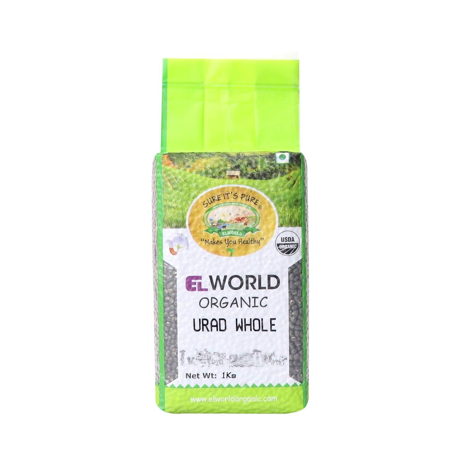 Elworld Agro & Organic Food Products Urad Whole 1Kg