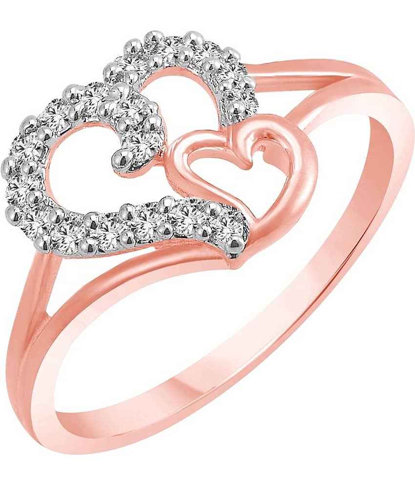 Vighnaharta Alloy Rhodium Plating Studded Pink Coloured Ring