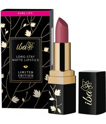 Iba Long Stay Matte Lipstick Limited Edition L02 Turkish Rose, 4g , Highly Pigmented & Long Lasting, (Pack of 1)