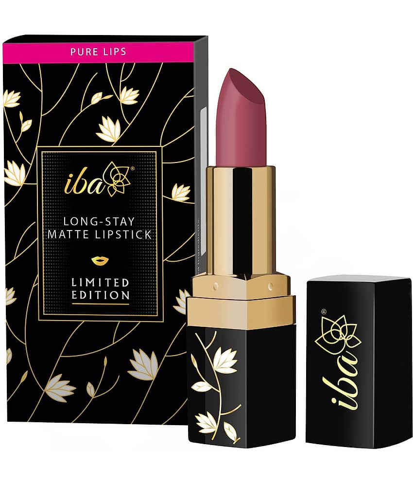 Iba Long Stay Matte Lipstick Limited Edition L02 Turkish Rose, 4g , Highly Pigmented & Long Lasting, (Pack of 1)