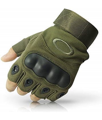 Gjshop Black Nylon Men's Fingerless Gloves ( Pack of 1 )