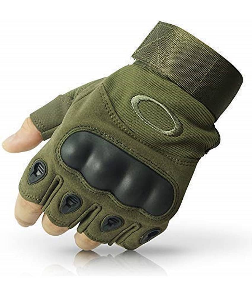 Gjshop Black Nylon Men's Fingerless Gloves ( Pack of 1 )