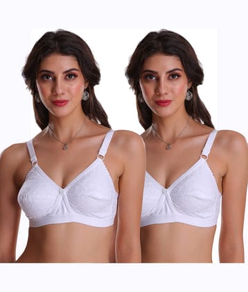 Softskin Pack of 2 100% Cotton Non Padded Women's Everyday Bra ( White )