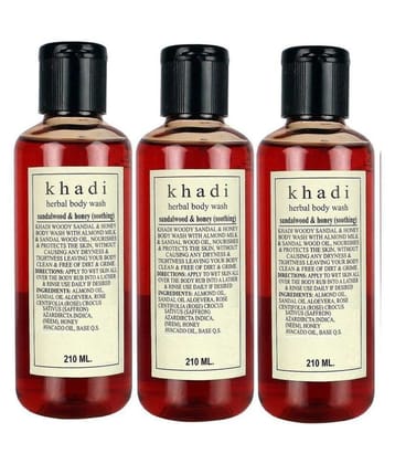 Khadi Herbal Sandalwood & Honey Body Wash 210 ml Pack of 3