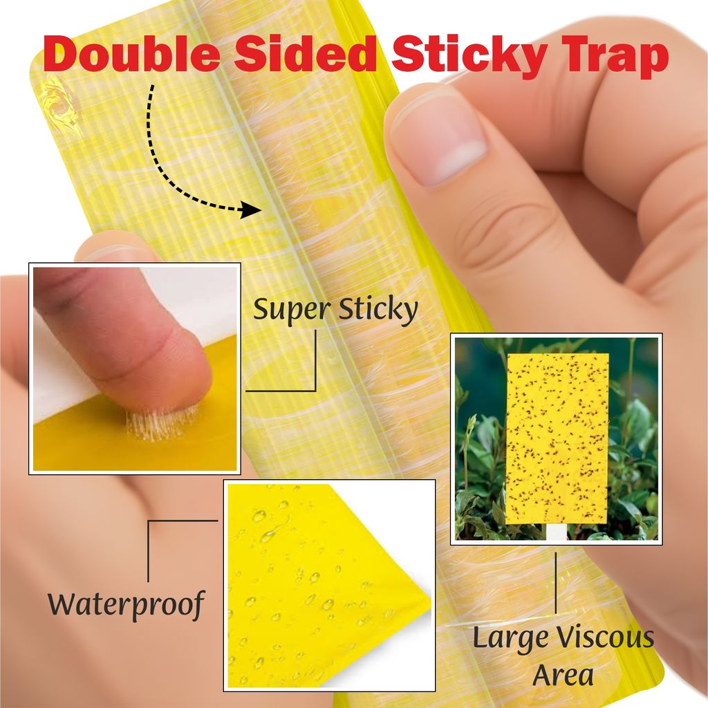 Garden Genie Yellow Sticky Trap for Insects 10 Traps (150x200mm) | Double Sided Glue Trap/Fly Trap/Insect Catcher/Sticky Pads for Flying Insects, Thrips, White Flies Etc | Suitable for Gardens & Farms