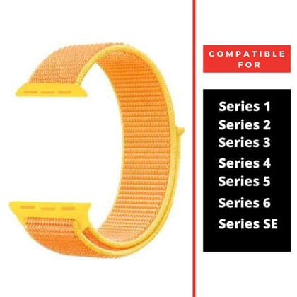 Yellow Border Nylon Strap For Apple Watch Series 5 (42mm/44mm/45mm/46mm/49mm)