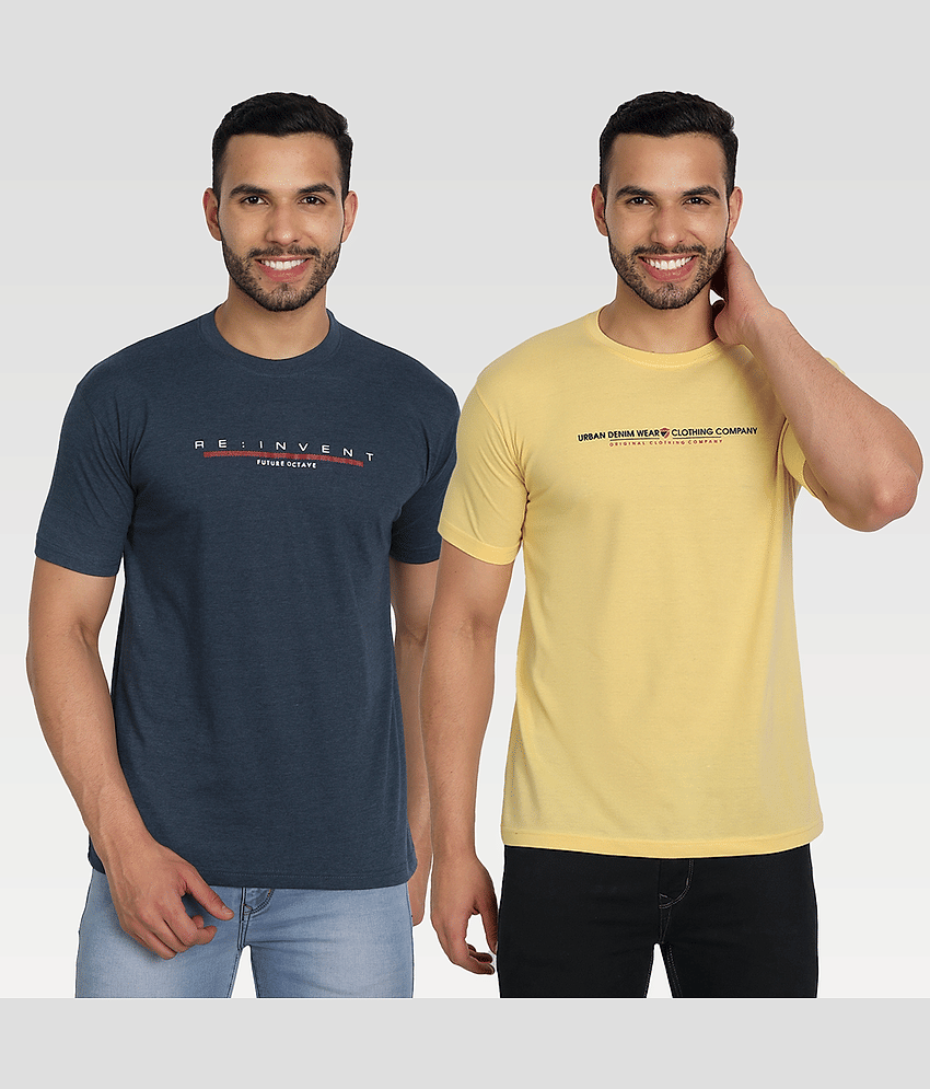 Zeffit Pack of 2 Cotton Blend Regular Fit Men's T-Shirt ( Multicolor )