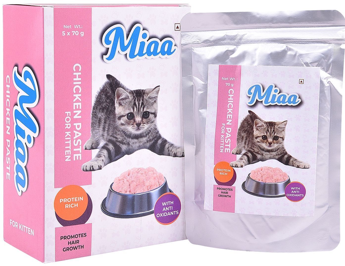 Miaa Chicken Paste Kitten Wet Food (70g x 10 pouches)