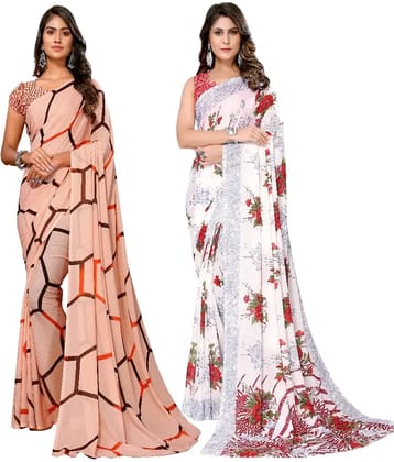 Yashika Georgette Printed Regular Saree With Unstitched Blouse Piece ( Brown )