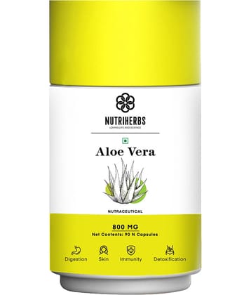 "Nutriherbs Aleovera Extract  800 mg Pure & Organic -  90 Capsule | Helps To Maintain Beautiful Skin Eases symptoms of Stress For Men & Women