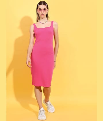 Ketch Women Polyester Blend Solid Bodycon Dress ( Pink )